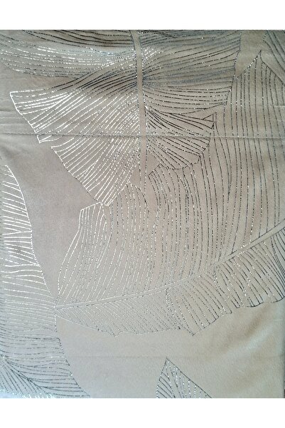 NO BRAND Perdele din catifea cu imprimeu pe inele, 140 x 250 cm, 2 bucăți, Bej
