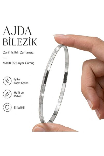 eGumus E-Gümüş 925 Ayar Yarım Simli Gümüş Ajda Bilezik