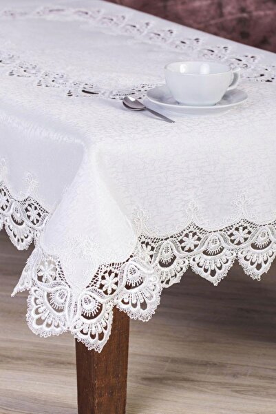 NO BRAND Față de masă din gipure elegantă rotundă 8139 ecru 135cm
