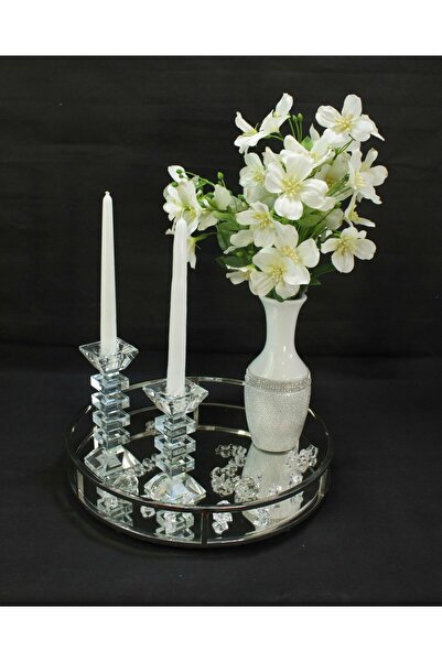 NO BRAND Candelabru din sticlă, clasic, transparent, înălțime 19cm