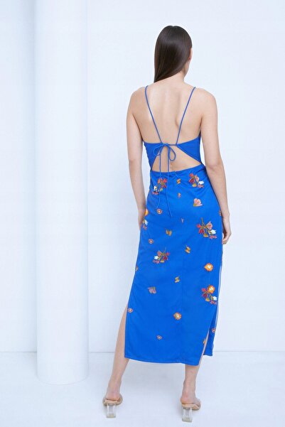 NO BRAND Rochie de cocktail cobalt cu legătură la spate, depozit 40