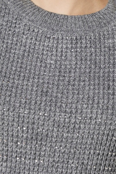 NO BRAND Pulover gri cu mâneci lungi cu decorațiune Dorothy Perkins M/L