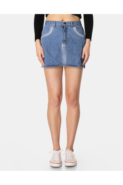 NO BRAND Fustă scurtă de damă din denim 5074-01 R 78 cm