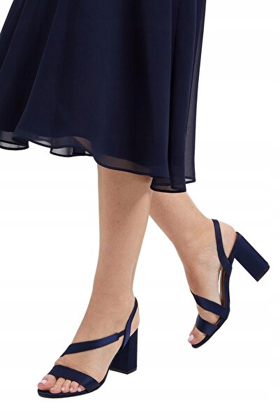 NO BRAND Sandale bleumarin cu platformă, barete din satin, vârf rotund, Walli...