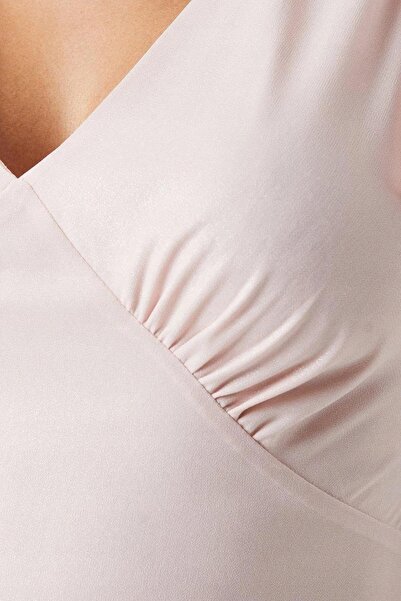 NO BRAND Rochie Maxi Roz cu Sclipici Mâneci Scurte cu Șnur Clasic Coast 38