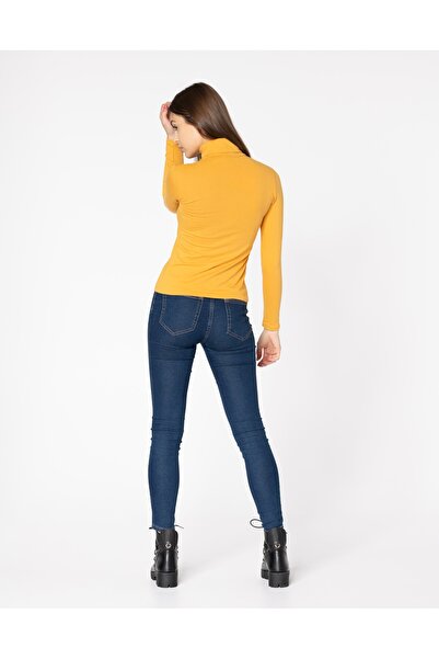 NO BRAND Pulover elegant slim de damă, cu guler înalt, culoare uni, din bumba...