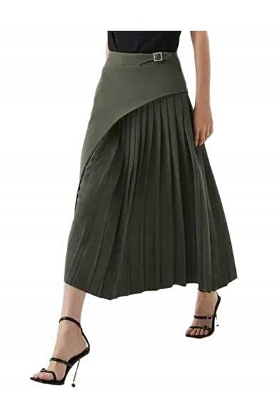 NO BRAND Fustă kaki midaxi plisată cu talie înaltă clasică Karen Millen 42