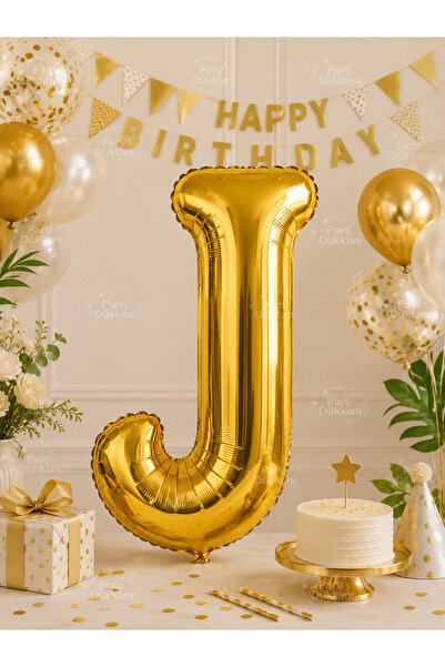 Parti Dükkanı 40 Inch 100 cm Gold Letter J Foil Balloon Helium Compatible Bir...