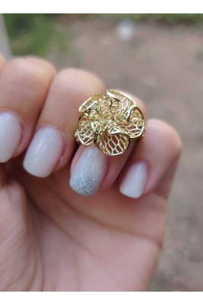 Generic Brand STAINLESS STEEL ROSE RING, 14k gold plated