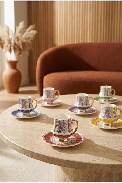 ACAR Monıca Hand Made 6 Kişilik Porselen Kahve Fincan Takımı 90 ml