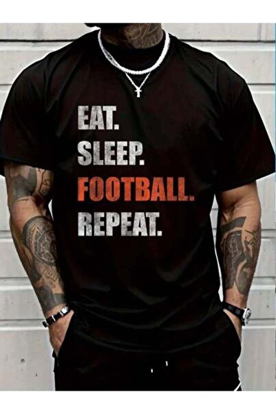 9JY تي شيرت مطبوع عليه 100% قطن Eat Sleep Retriat Love Football Vintage Gift ...