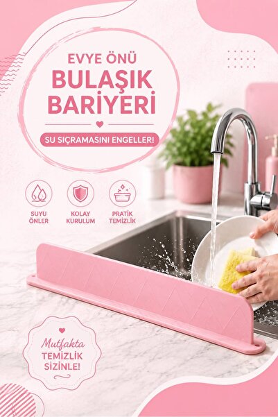 HAZARPAZAR Evye Önü Bulaşık Bariyeri Su Sıçrama Önleyici Kaymaz Tabanlı Mutfa...