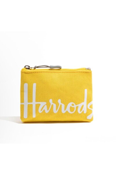 Harrods حقيبة جيب صغيرة بسحاب - مصنوعة من القماش بجودة عالية - لون اصفر- بشعا...