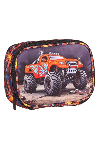 KAUKKO Kids Off-Road Vehicle Printed Black - Red Boys Organizer Pencil Bag - ...