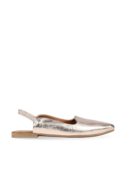 BUENO Gray Shiny Leather Women's Flat Ballerinas