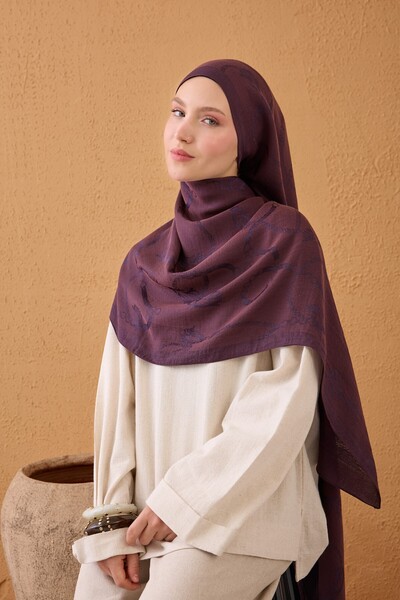 Silk Home شال قطني من نايا باللون البرقوق