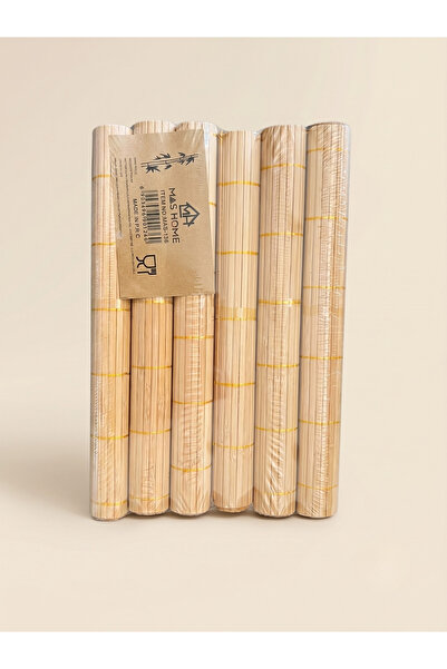 AiroBazar Mas Home 6-Piece Natural Bamboo American Placemat Set - Washable Pl...