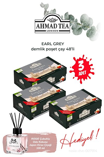 Ahmad Tea 3 Packs of Earl Grey Teapot Tea Bags 48-Pack 154 g and Room Fragrance