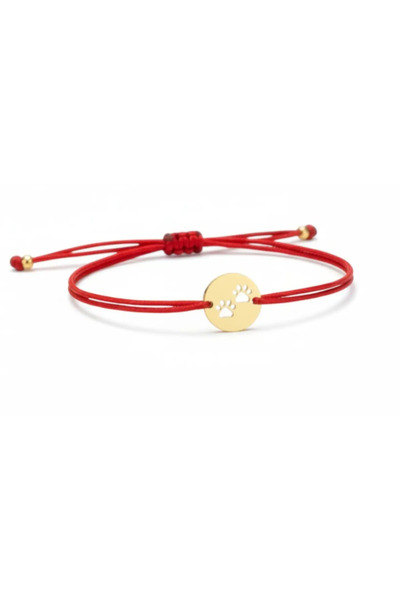 OEM Bracelet with cord and 10 mm cut-out Paw Coin in 14K Gold