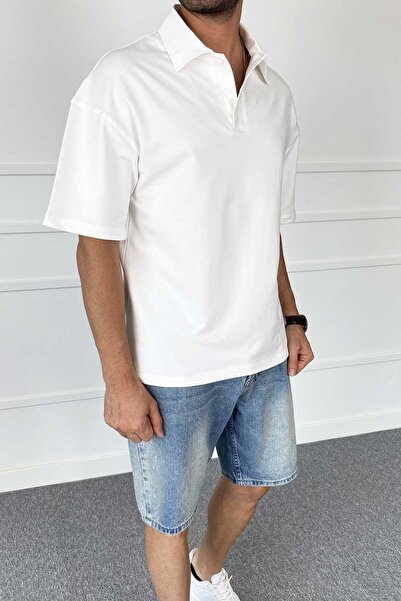 Alışveriş Sokağı Polo Neck Ecru T-Shirt