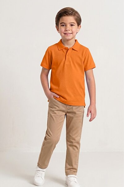 NACAR STORE Unisex Kids 2-Piece Combination Orange Short Sleeve Polo Collar T...