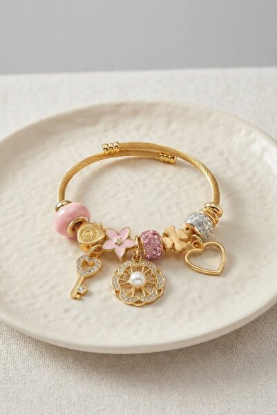 Inure Jewelry سوار نسائي من طراز Pink Charmlı