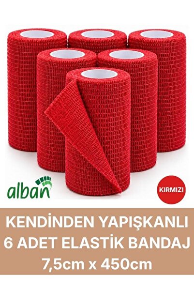 Alban 7,5cm 6'Lı Set Kendinden Yapışkanlı Elastik Bandaj, Kohesiv Bandaj 7,5c...