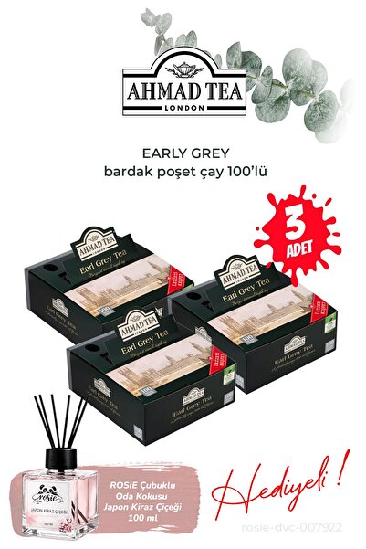 Ahmad Tea Earl Grey 100-Pack 200 g 3-Pack Cup Tea Bags and Room Fragrance