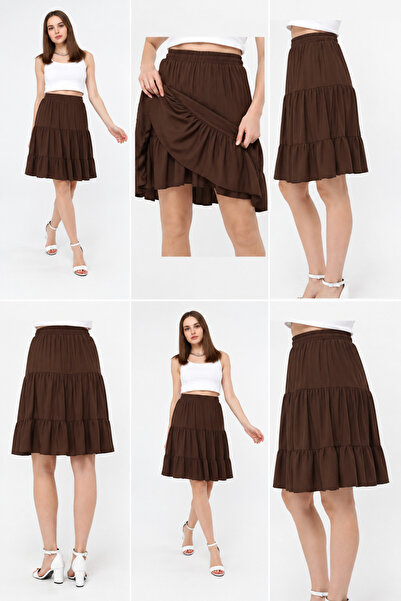 MAKSEN TEKSTİL 60 cm Sofya Linen Fabric Comfortable Fit Shorts Skirt