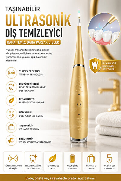 CNGZSHOP Taşınabilir Ultrasonik Diş Temizleyici Elektrikli Diş Lekesi Temizleme Aleti USB Şarjlı Ağız Bakım C