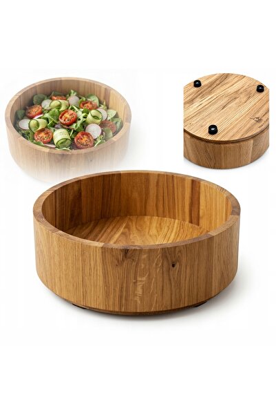 peewit Bol din lemn de stejar masiv, 27,5 cm, pentru fructe, salate, nuci, cu...