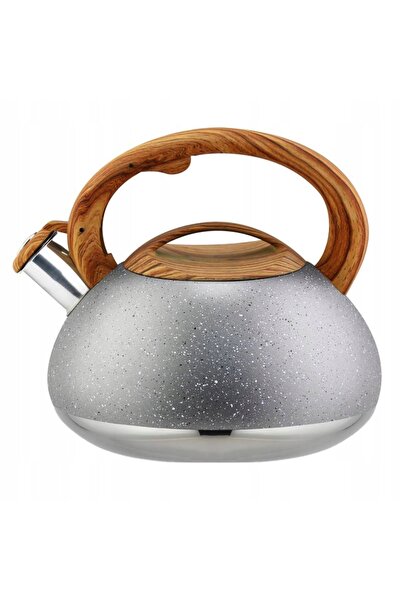 Karl Hausmann Cazan de gaz gri cu capac cu fluier, 3L, din oțel, pentru induc...