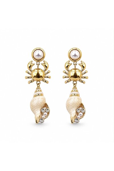 CHARMLUCKY Crab Stone Shell Earrings