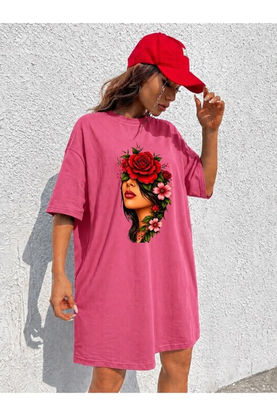 classy moda Γυναικείο μπλουζάκι με στάμπα γυναικείας φιγούρας, εξαιρετικά μακ...