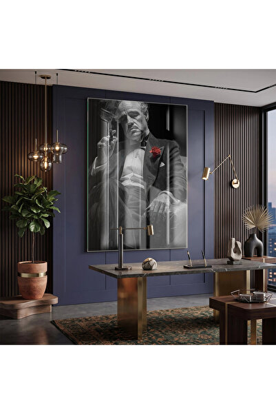 KOLAJTASARIM Iconic Portrait Monochrome Red Single Glass Painting Living Room...