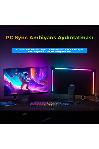 idragon PC Sync RGBIC Monitör 32 inch Arka Aydınlatma LED, Ekran Senkronizasyonlu, Mobil Uygulama ve Kumanda Kontrollü, Müzik Senkronizasyonlu Gaming RGB Işık DX23014