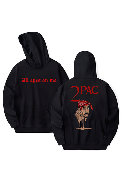 STİL-X Tupac Shakur Printed Cotton Long Sleeve Hooded Sweatshirt with 3 Yarns
