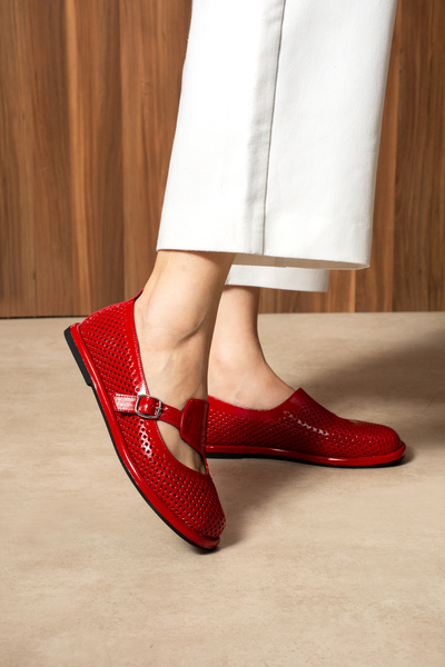 DUXAL SHOES Mandy Kadın Hakiki Deri comfort Taban Tokalı Delikli Babet
