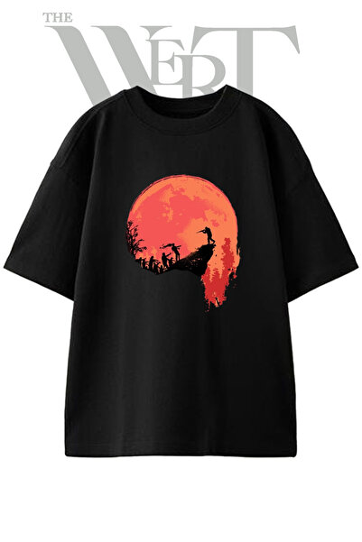 THEWERT Zombie Survival Design Printed Unisex Black Oversize T-Shirt