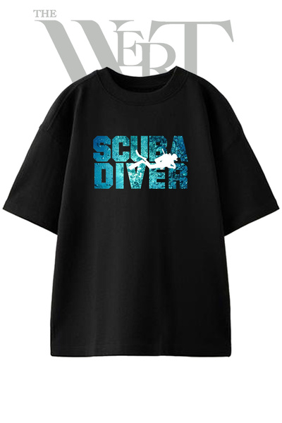 THEWERT Μπλουζάκι Scuba Diver 2 με στάμπα Unisex σε μαύρο χρώμα oversize