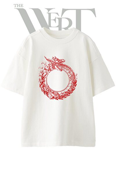 THEWERT Ouroboros dizajn, unisex bela majica sa širokim krojem