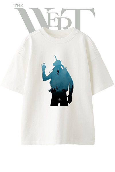 THEWERT Tricou oversize alb unisex cu imprimeu Big Daddy Bioshock Design