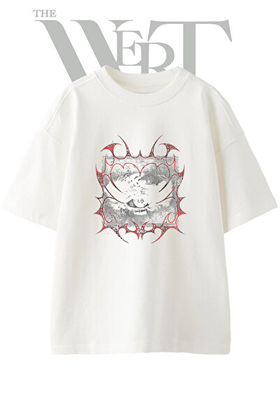 THEWERT Μπλουζάκι Unisex Λευκό Oversize με στάμπα Tribal Eye Design
