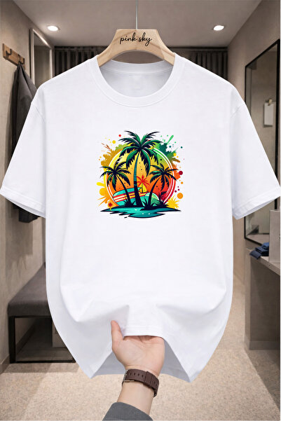 Pink Sky Premium Oversize T-Shirt 100% Cotton Unisex Comfortable Fit Trending...