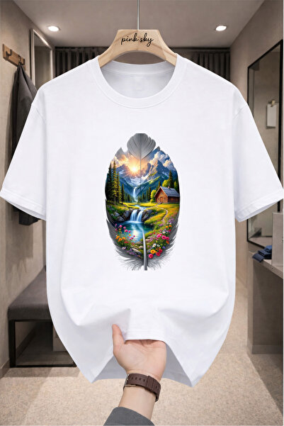Pink Sky Premium Oversize T-Shirt 100% Cotton Unisex Comfortable Fit Trending...