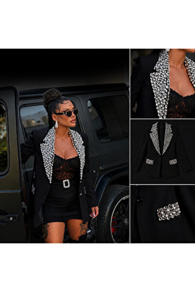 Sep Butik Crystal Stone Embellished Blazer Jacket