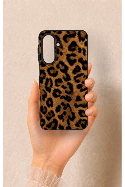 Vip Case Samsung A26 Uyumlu Koyu Leopar Deri Desenli Silikon Kılıf