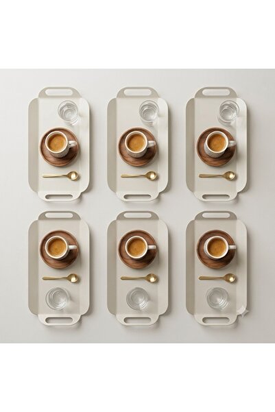 hemlife 6-Piece Modern Metal Coffee Presentation Tray with Handles – Rectangu...