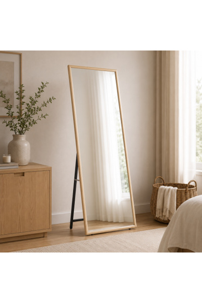 on home مرآة بإطار خشبي - 180 × 70 سم