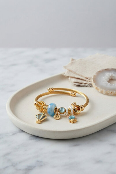 Generic Brand Blue Flying Model Charm Gold Color Bracelet